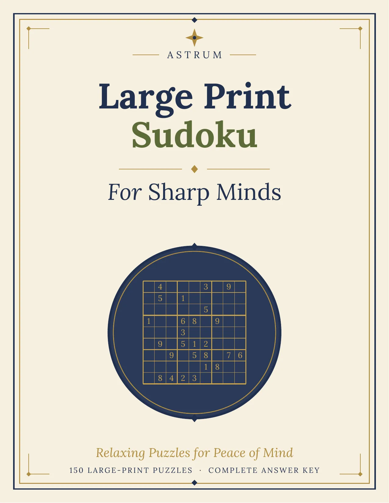 Large Print Sudoku for Sharp Minds cover